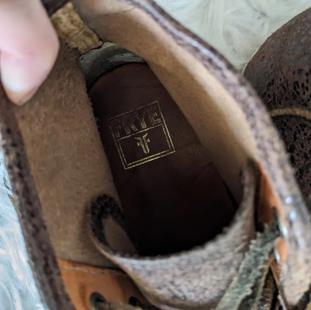 Frye Chambers High Top Sneaker Distressed Leather Shoes Lace-Up Dark Brown 8.5